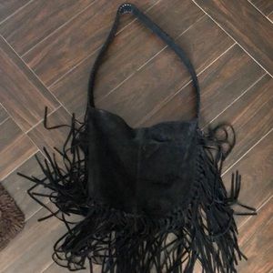 Ecote suede leather bag black